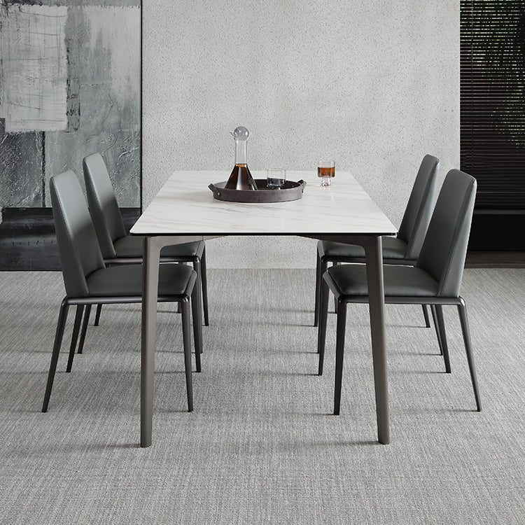 Mesa de comedor de piedra sinterizada, mesa rectangular de 4 patas de estilo lujoso para el hogar
