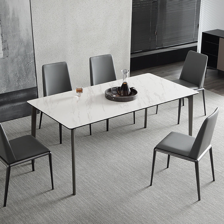 Mesa de comedor de piedra sinterizada, mesa rectangular de 4 patas de estilo lujoso para el hogar