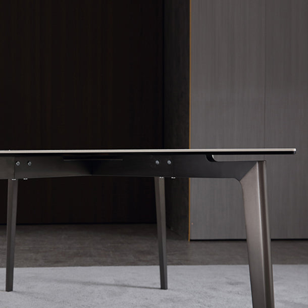 Mesa de comedor de piedra sinterizada, mesa rectangular de 4 patas de estilo lujoso para el hogar