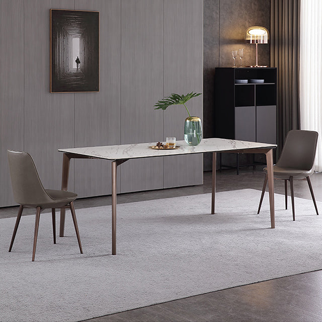 Mesa de comedor de piedra sinterizada, mesa rectangular de 4 patas de estilo lujoso para el hogar