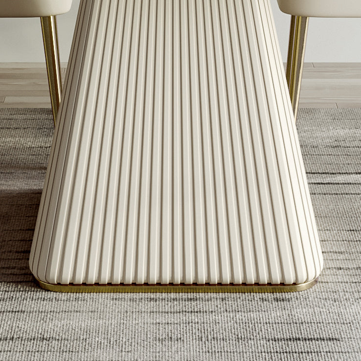 Traditional Luxury Dining Table White Rectangle Sintered Stone Table with Pedestal Base