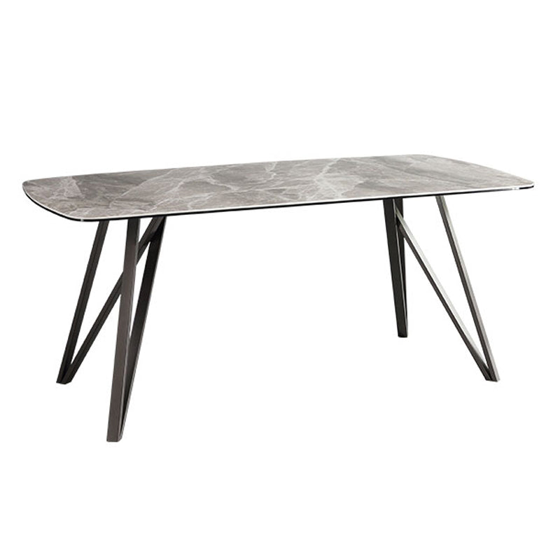 Mesa de comedor de estilo moderno Mesa de piedra sinterizada con 4 patas Base de acero al carbono