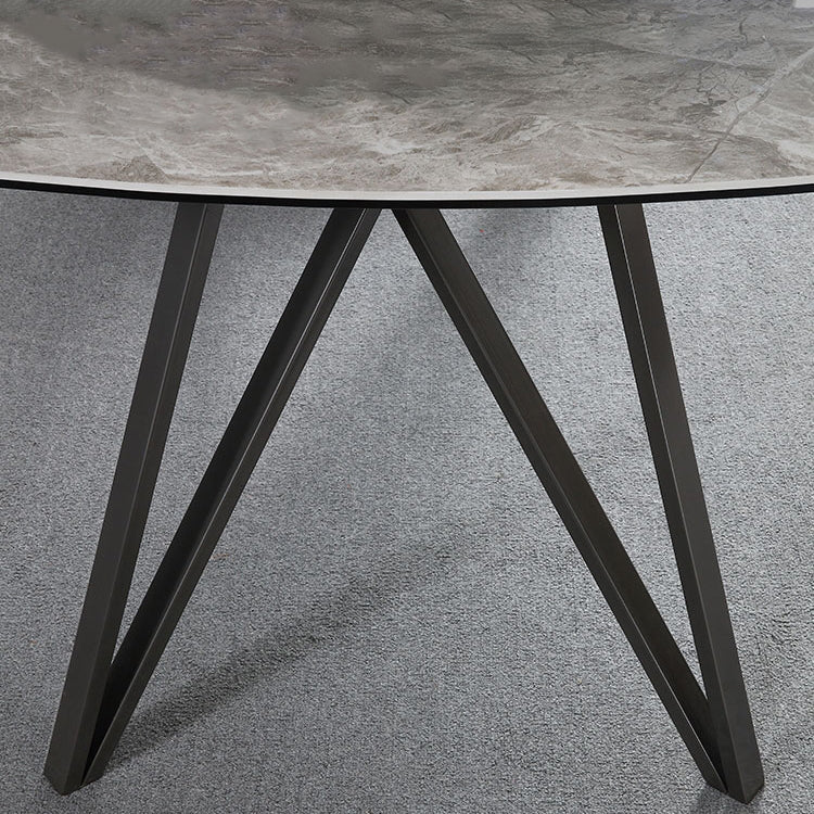 Mesa de comedor de estilo moderno Mesa de piedra sinterizada con 4 patas Base de acero al carbono