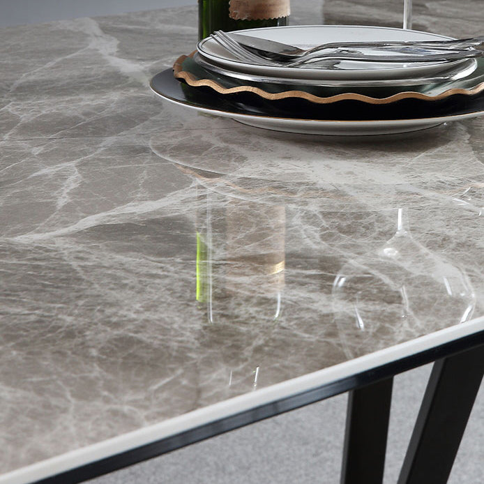 Mesa de comedor de estilo moderno Mesa de piedra sinterizada con 4 patas Base de acero al carbono