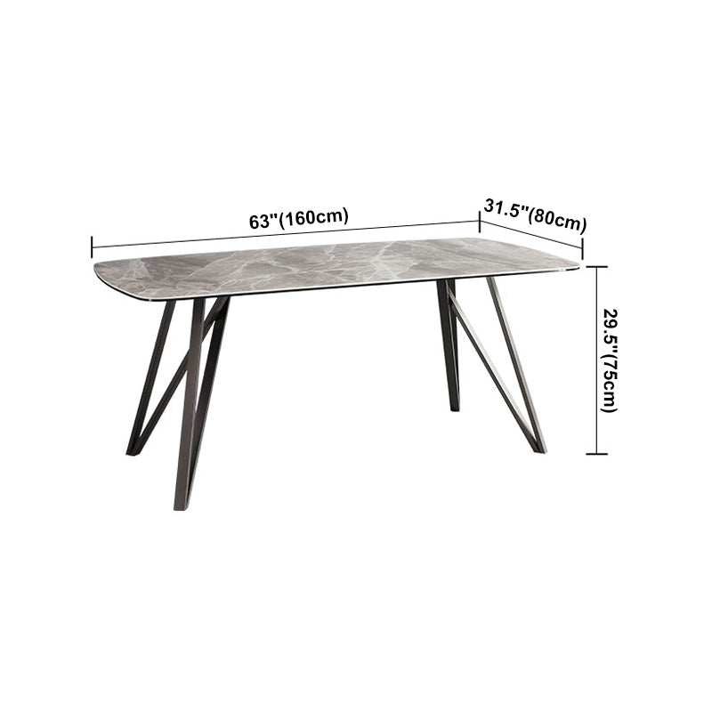 Mesa de comedor de estilo moderno Mesa de piedra sinterizada con 4 patas Base de acero al carbono
