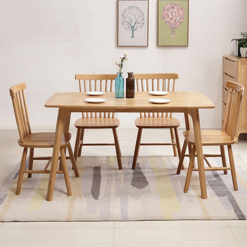 Rectangle 4 jambes Table moderne Couleur de bois clair Tableau fixe de bois massif
