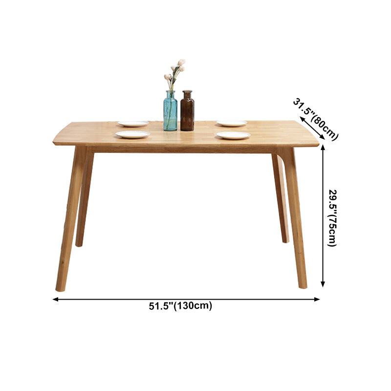 Rectangle 4 jambes Table moderne Couleur de bois clair Tableau fixe de bois massif