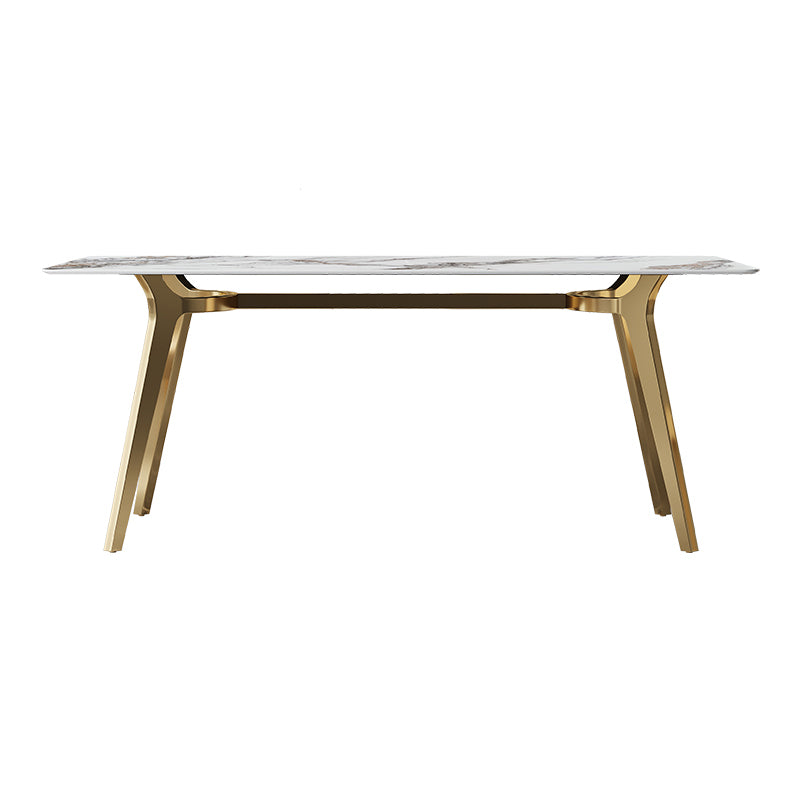 Luxury Sintered Stone Dining Table Rectangle Table with Metal Base and 4 Legs