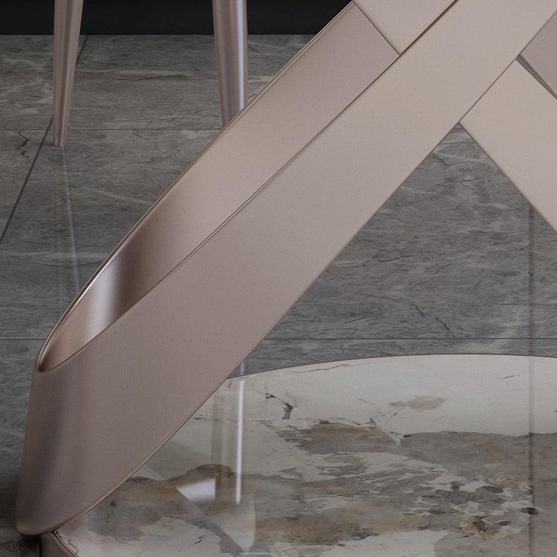 Sintered Stone Table for Restaurant Modern Round Table with Metal Pedestal