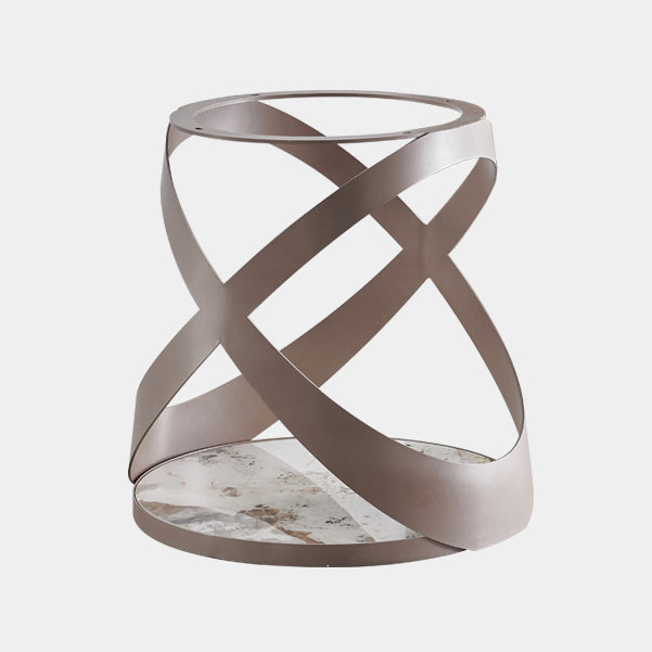 Sintered Stone Table for Restaurant Modern Round Table with Metal Pedestal