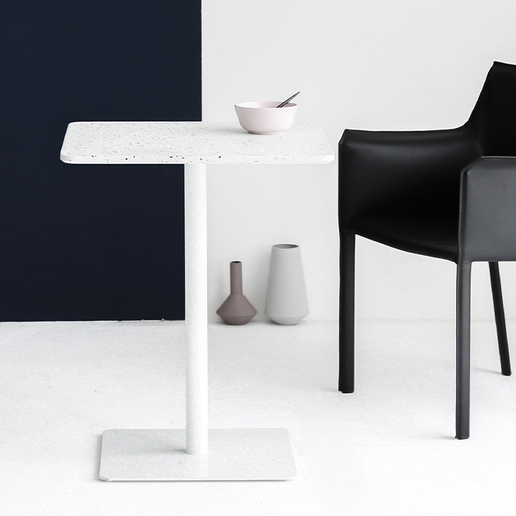 Metal Industrial Square Dining Table Concrete Top Table with Pedestal Base
