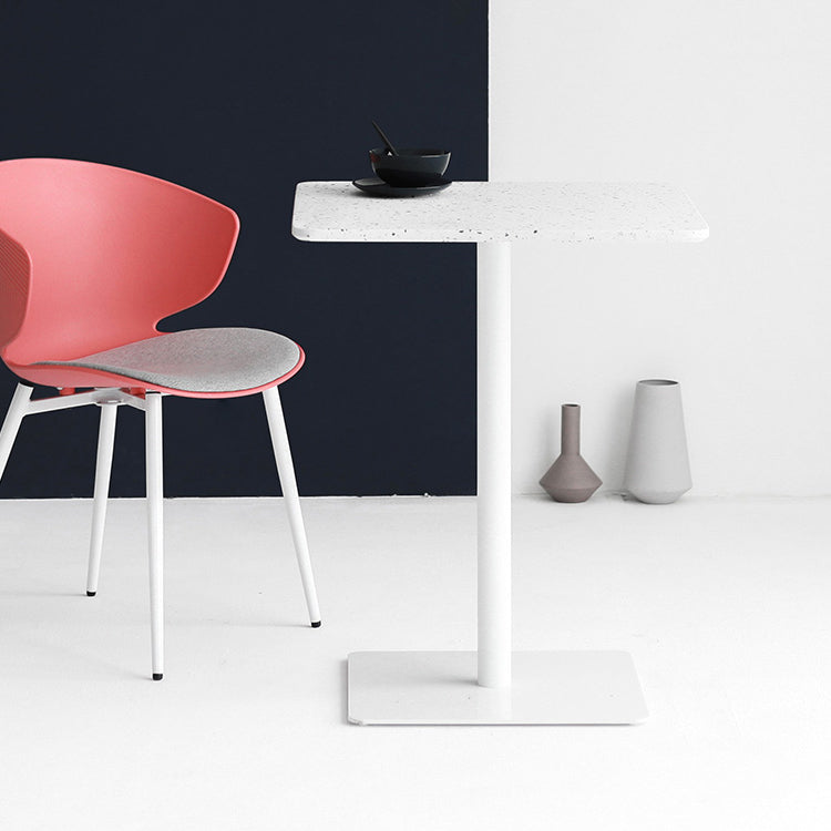 Metal Industrial Square Dining Table Concrete Top Table with Pedestal Base