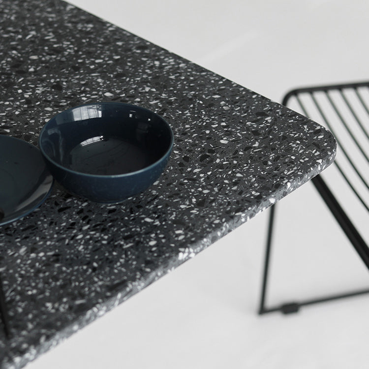 Metal Industrial Square Dining Table Concrete Top Table with Pedestal Base