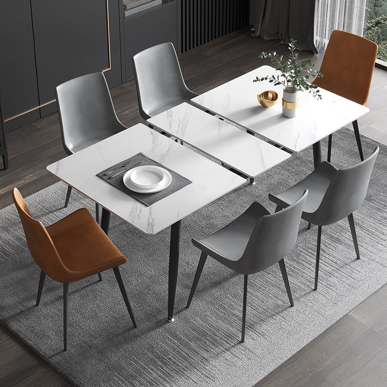 63''L Industrial Sintered Stone Table Extendable Rectangle Dining Table for Kitchen