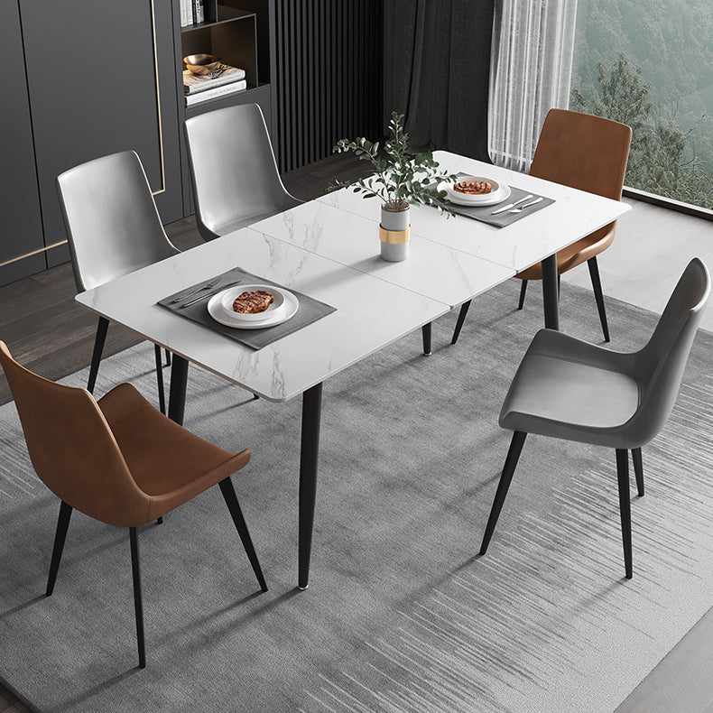 63''L Industrial Sintered Stone Table Extendable Rectangle Dining Table for Kitchen