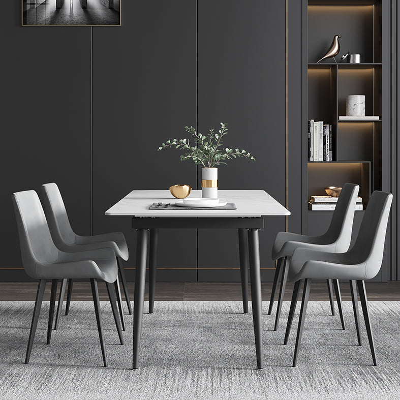 63''L Industrial Sintered Stone Table Extendable Rectangle Dining Table for Kitchen
