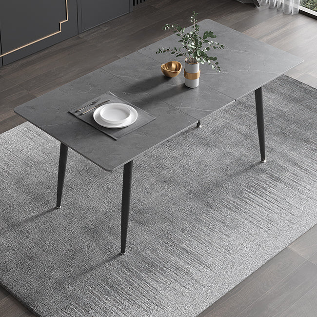 63''L Industrial Sintered Stone Table Extendable Rectangle Dining Table for Kitchen