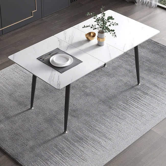 63''L Industrial Sintered Stone Table Extendable Rectangle Dining Table for Kitchen
