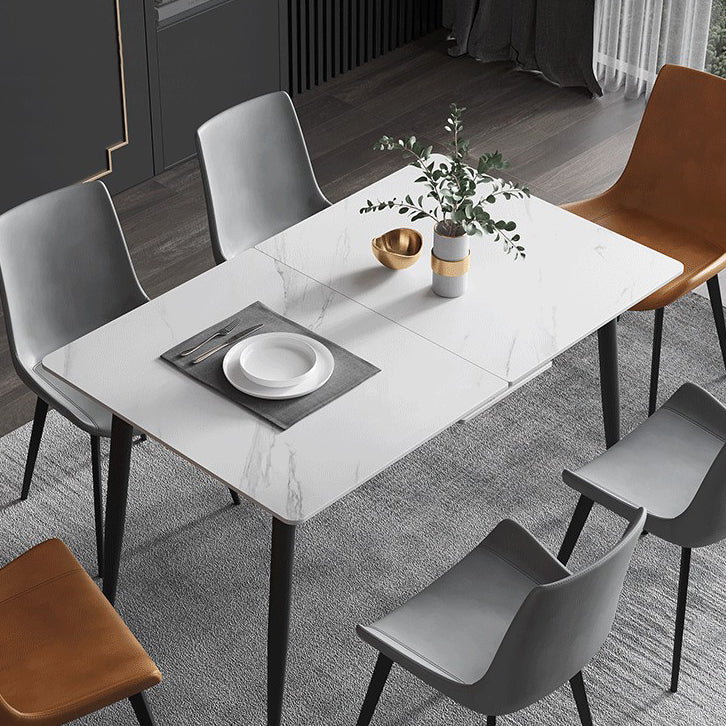 63''L Industrial Sintered Stone Table Extendable Rectangle Dining Table for Kitchen