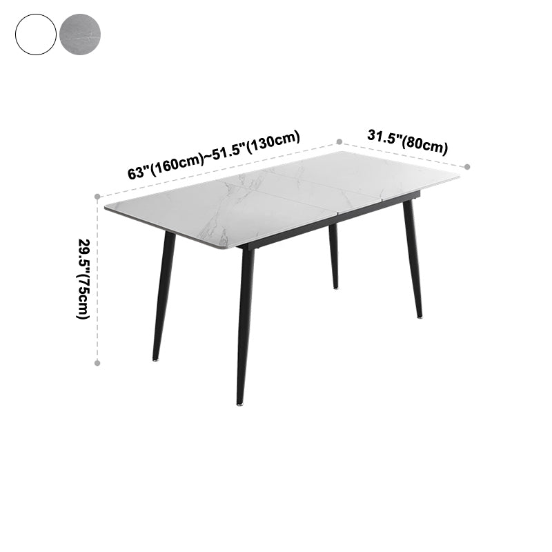 63''L Industrial Sintered Stone Table Extendable Rectangle Dining Table for Kitchen