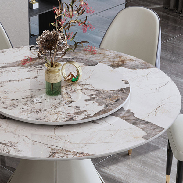 Tavolo da pranzo standard di forma rotonda di forma rotonda con grigio grigio con base di piedistallo