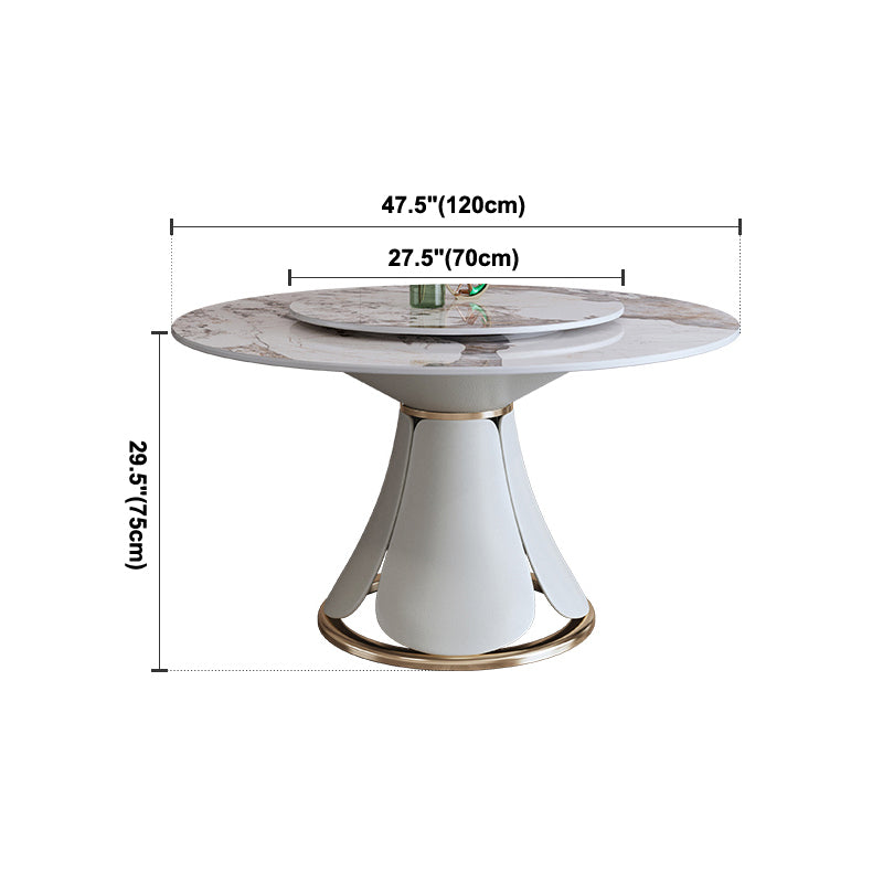 Tavolo da pranzo standard di forma rotonda di forma rotonda con grigio grigio con base di piedistallo