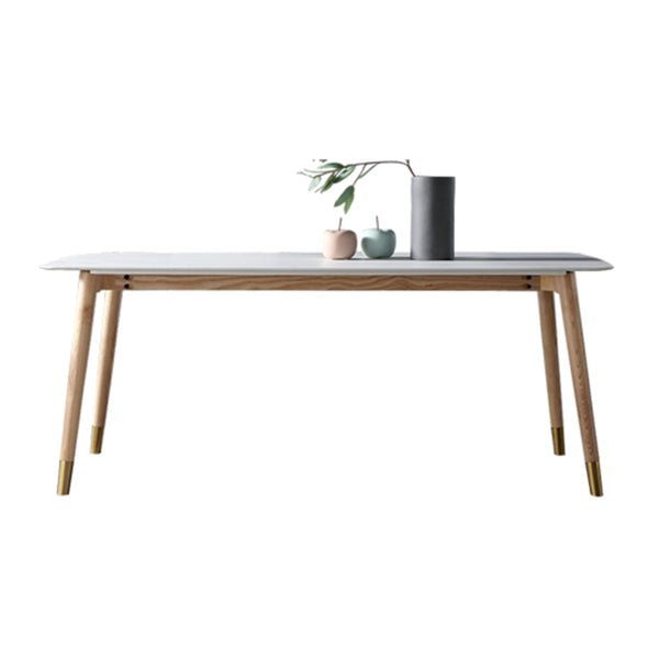 Sintered Stone White Tone Dining Table Luxury 4 Legs Table for Dining Room