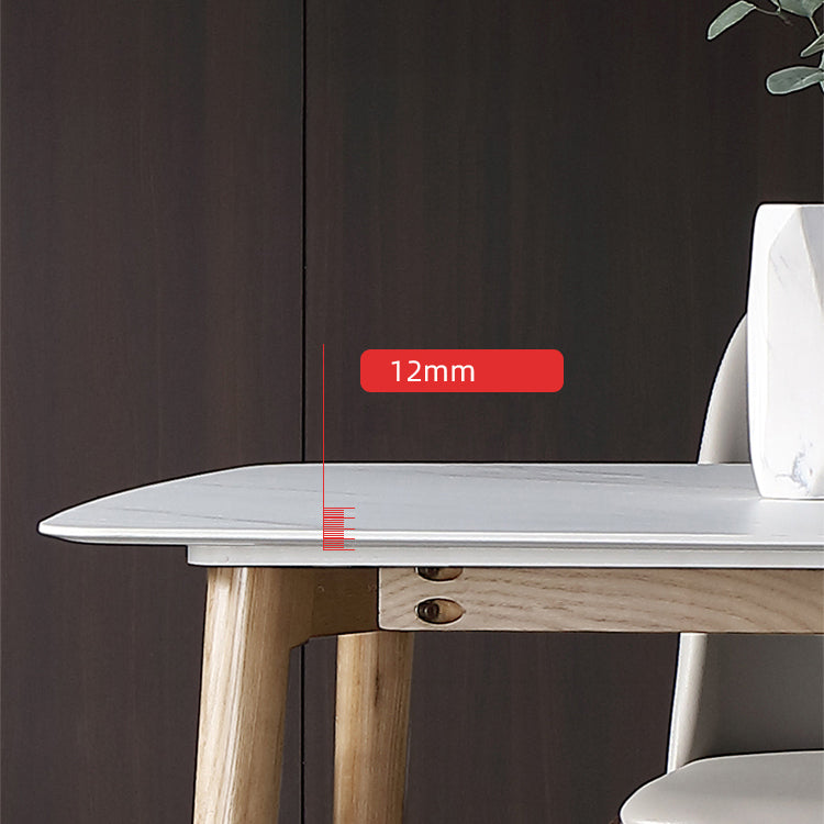 Sintered Stone White Tone Dining Table Luxury 4 Legs Table for Dining Room