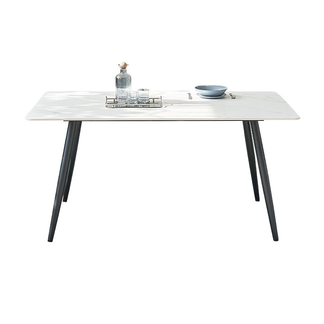 Mesa de comedor de rectángulo industrial de metal mesa de piedra sinterizada para comedor