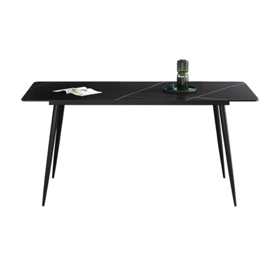 Mesa de comedor de rectángulo industrial de metal mesa de piedra sinterizada para comedor