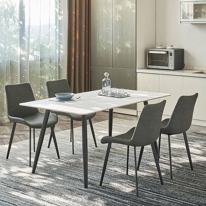 Mesa de comedor de rectángulo industrial de metal mesa de piedra sinterizada para comedor