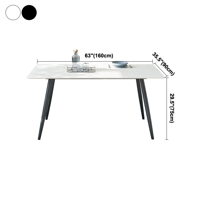 Mesa de comedor de rectángulo industrial de metal mesa de piedra sinterizada para comedor