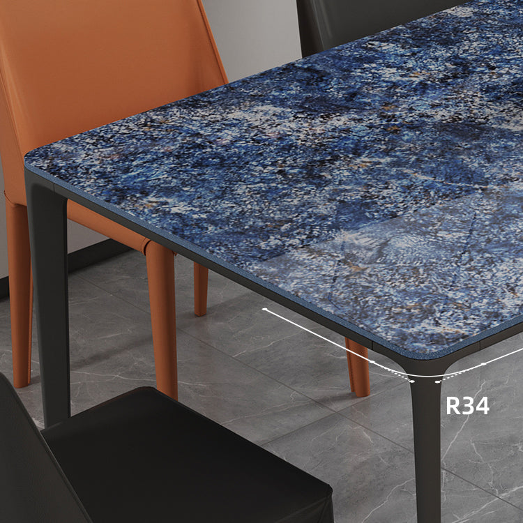 Sintered Stone Esstisch Industrial 4 Beine Basis Rechtecktisch für Zuhause