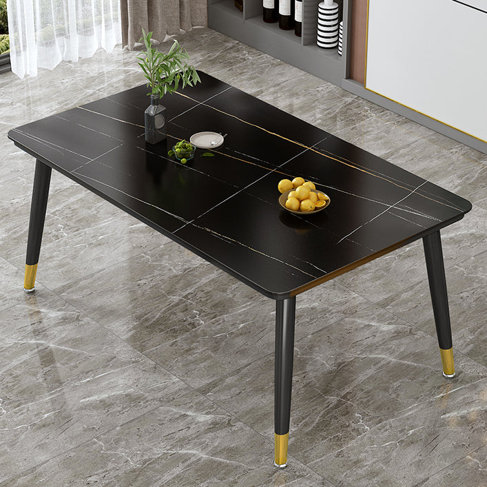 Mesa de forma rectangular estándar glamorosa mesa de comedor de cocina de piedra sinterizada con 4 patas base