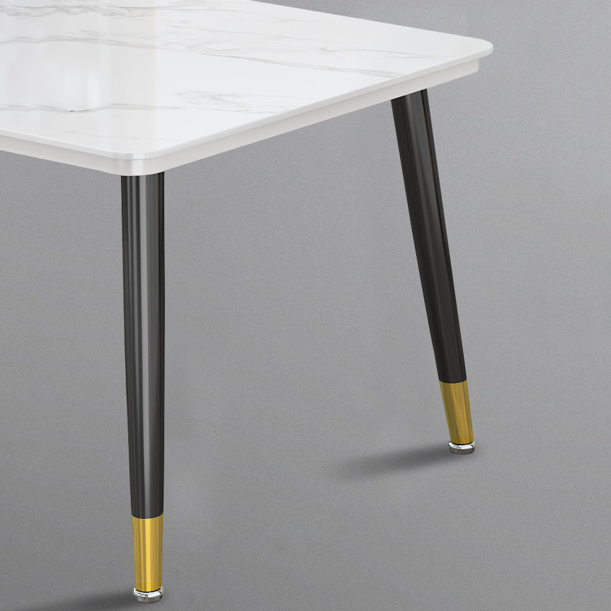 Mesa de forma rectangular estándar glamorosa mesa de comedor de cocina de piedra sinterizada con 4 patas base