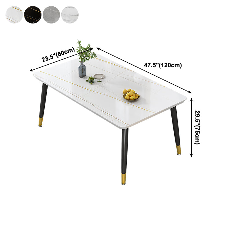 Mesa de forma rectangular estándar glamorosa mesa de comedor de cocina de piedra sinterizada con 4 patas base
