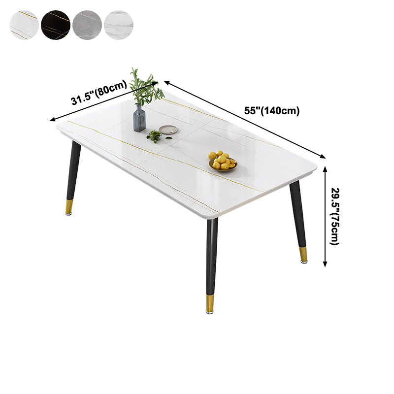 Mesa de forma rectangular estándar glamorosa mesa de comedor de cocina de piedra sinterizada con 4 patas base