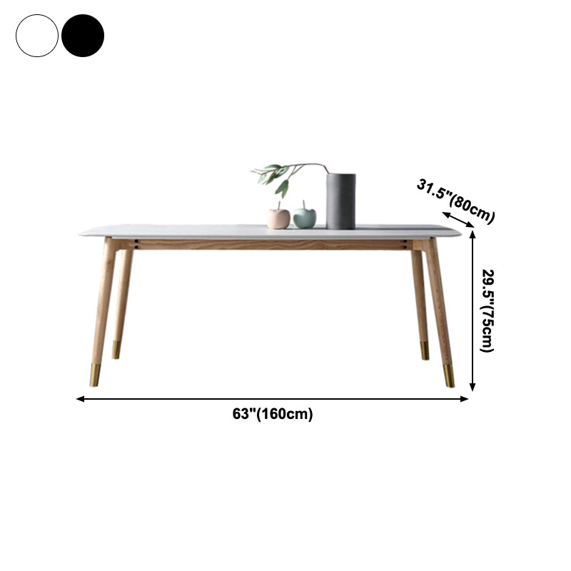 Rectangle Two-Color Dining Table Sintered Stone Table Luxury with 4 Legs