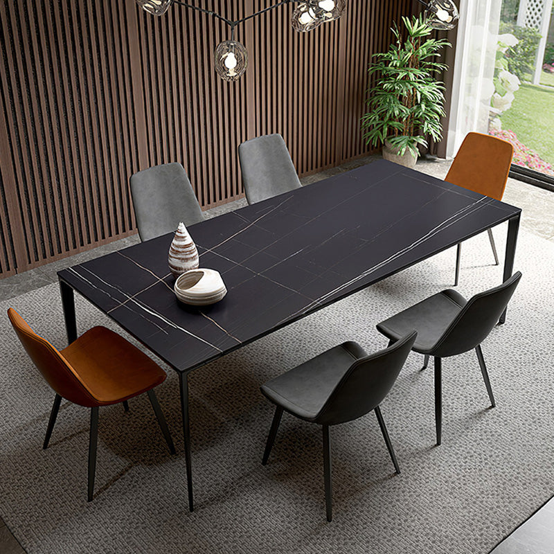 Industrial Sintered Stone Table 4 Legs Aviation Aluminum Base Rectangle Table for Home