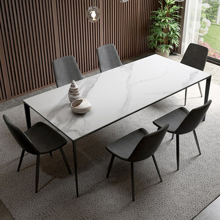 Industrial Sintered Stone Table 4 Legs Aviation Aluminum Base Rectangle Table for Home