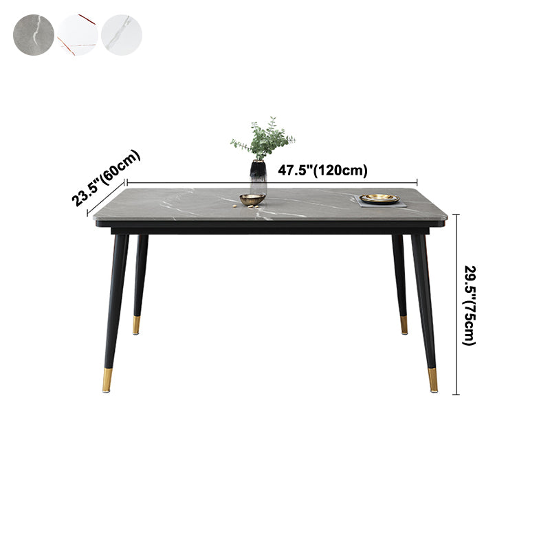 Mesa de comedor industrial con tapa de piedra sinterizada de forma rectangular de cocina con base de 4 patas