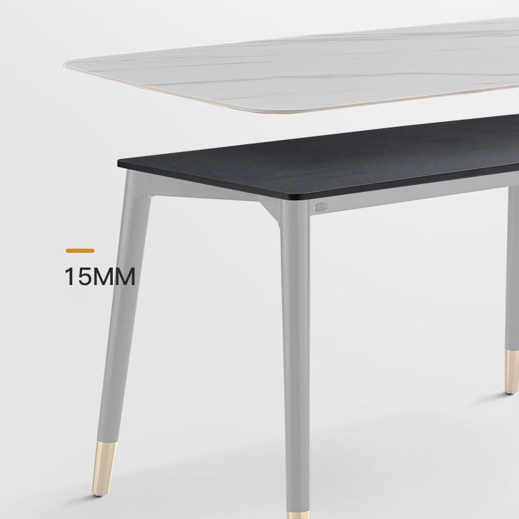 Rectangle Shape Luxury Dining Table Two-Color Fixed Table with Sintered Stone