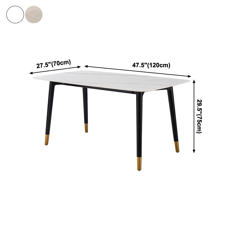 Rectangle Shape Luxury Dining Table Two-Color Fixed Table with Sintered Stone
