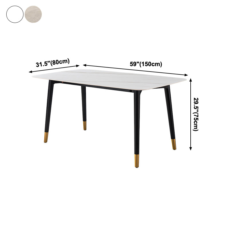 Rectangle Shape Luxury Dining Table Two-Color Fixed Table with Sintered Stone