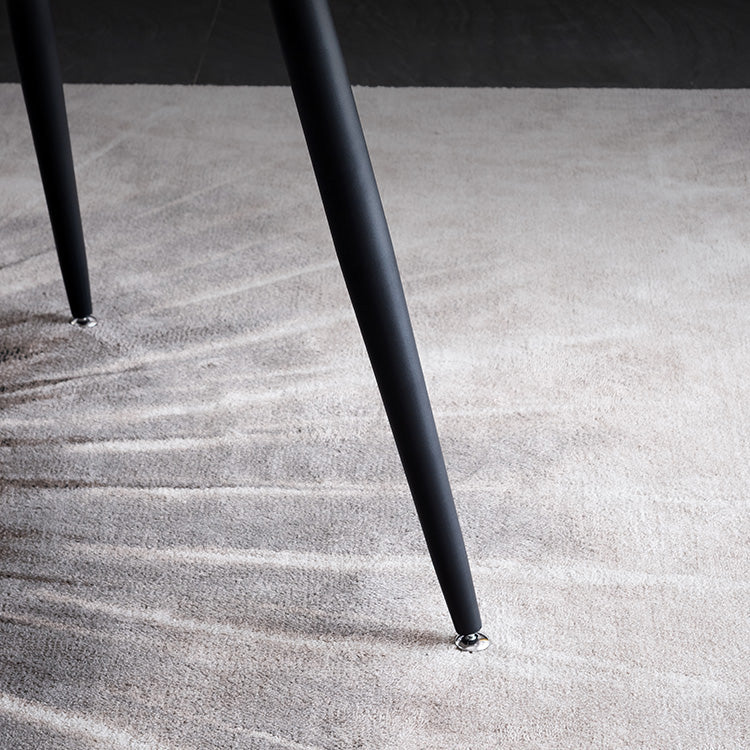 Metal Industrial Rectangle Dining Table Sintered Stone Table with 4 Black Legs
