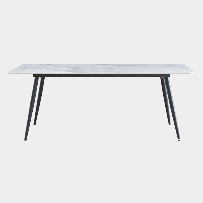 Metal Industrial Rectangle Dining Table Sintered Stone Table with 4 Black Legs