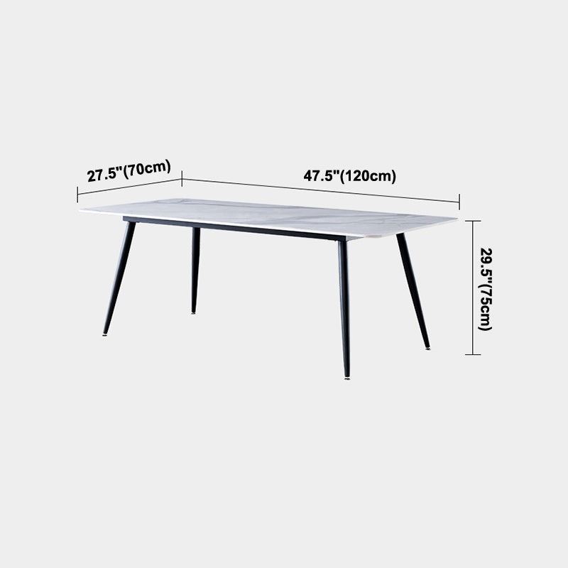 Metal Industrial Rectangle Dining Table Sintered Stone Table with 4 Black Legs