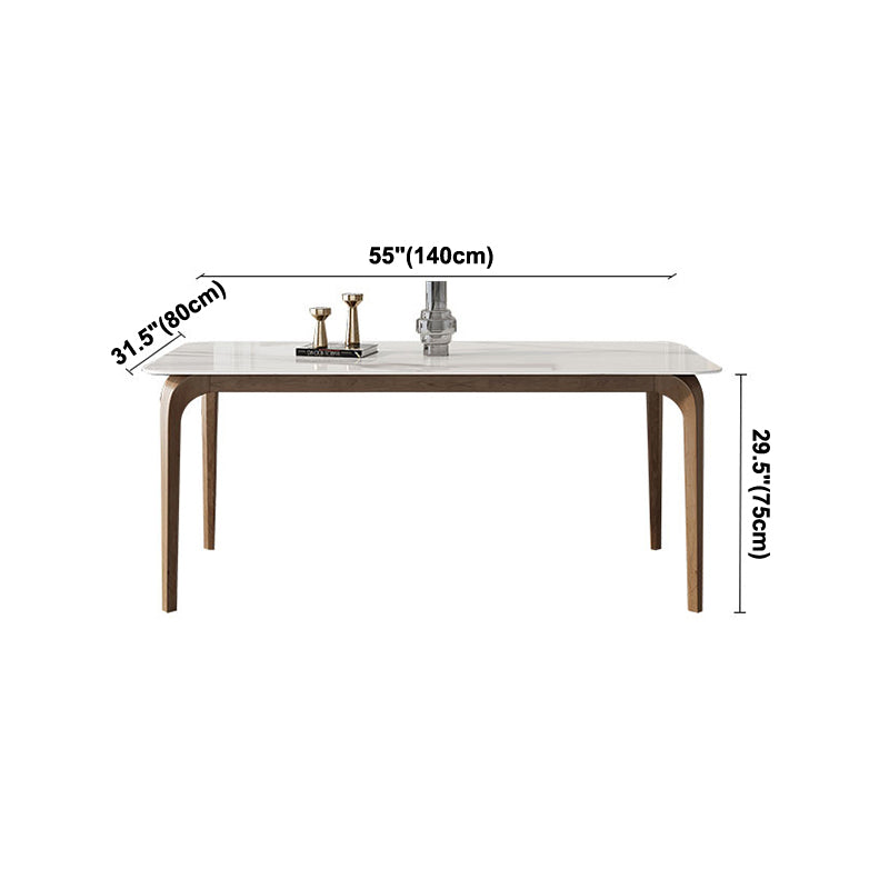 Mesa de comedor industrial rectangular Mesa blanca fija con piedra sinterizada