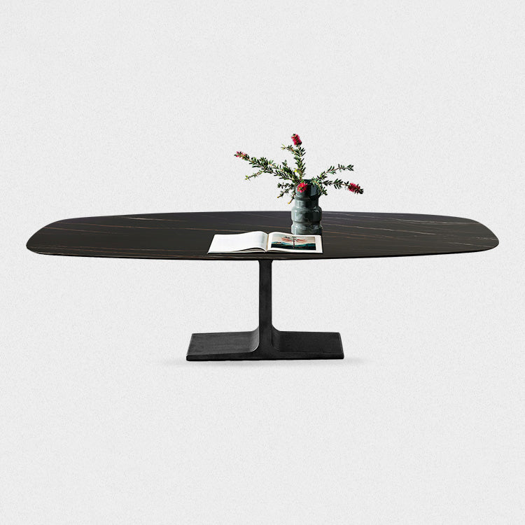 Industrial Sintered Stone Black Table Rectangle Standard Dining Table for Kitchen