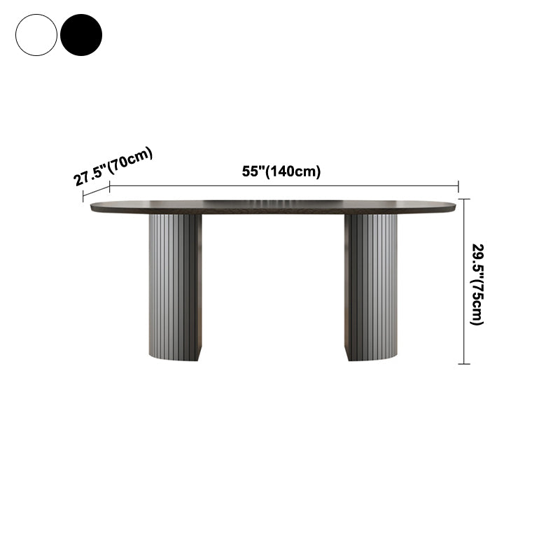 Oval Two-Color Dining Table Simplicity Double Pedestal Table for Dining Room